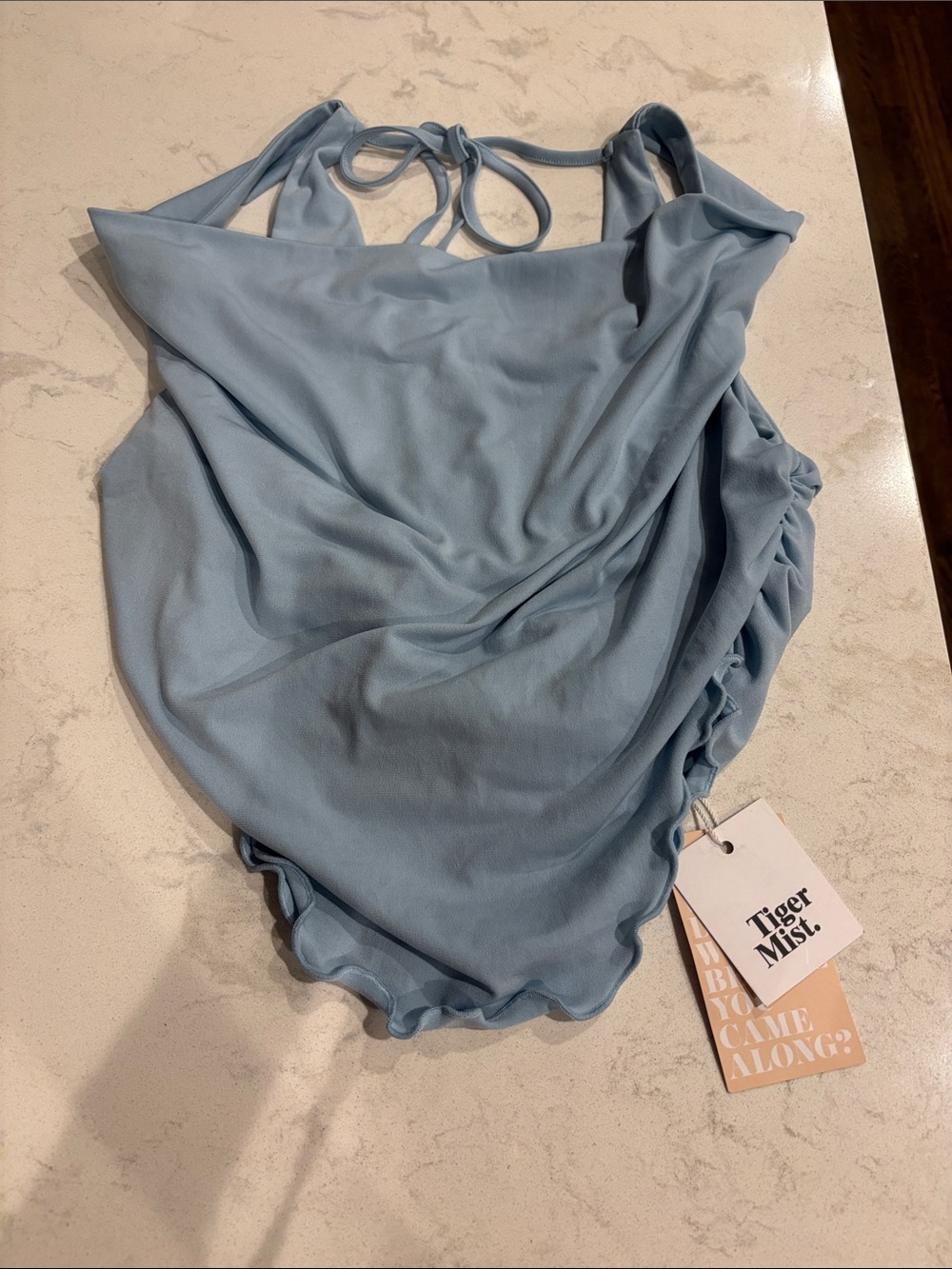 Tiger Mist Powder Blue Halter Cowl Camisole